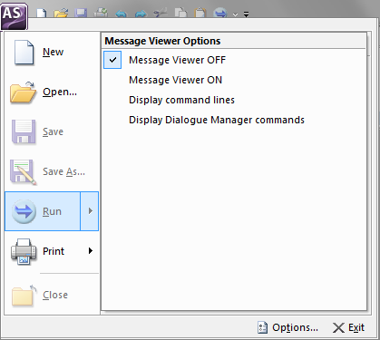 Message Viewer Options submenu