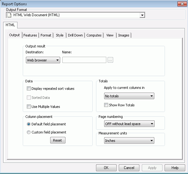 Output tab in Developer Studio