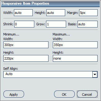 Dialogbox Reaktive-Elementeigenschaften