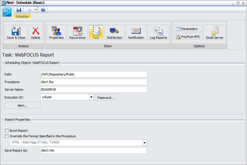 Einfaches ReportCaster-Zeitplan-Tool