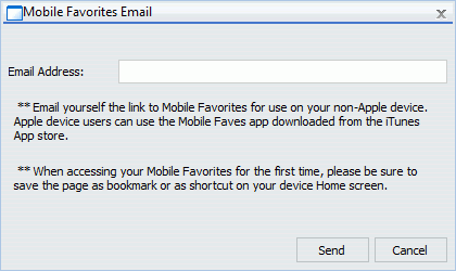 Dialogbox Mobil-Favoriten-E-Mail