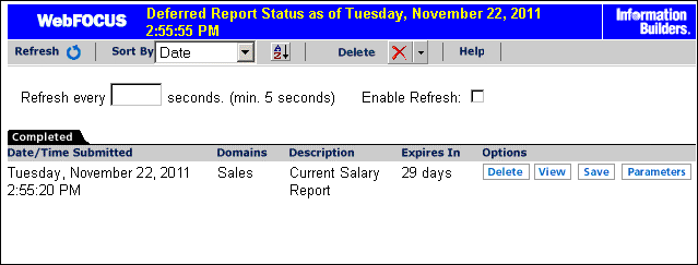 Hintergrund-Reportstatus-Fenster