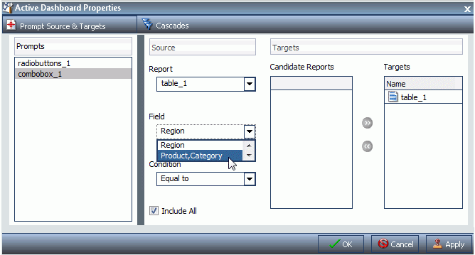 Active Dashboards-Eingabeaufforderungen mit neuem Feld