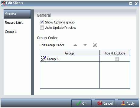 Dialogbox Slicer bearbeiten Tab Allgemein