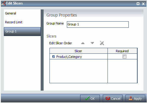 Dialogbox Slicer bearbeiten Tab Gruppe