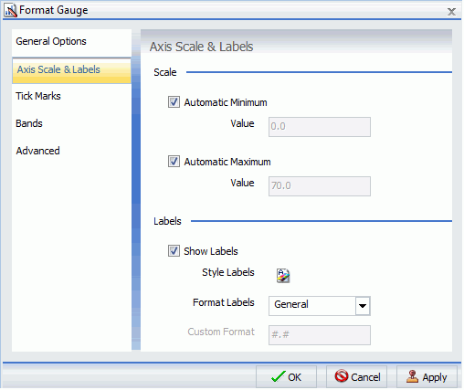 Dialogbox Messuhr formatieren Tab Achsenskala & Labels