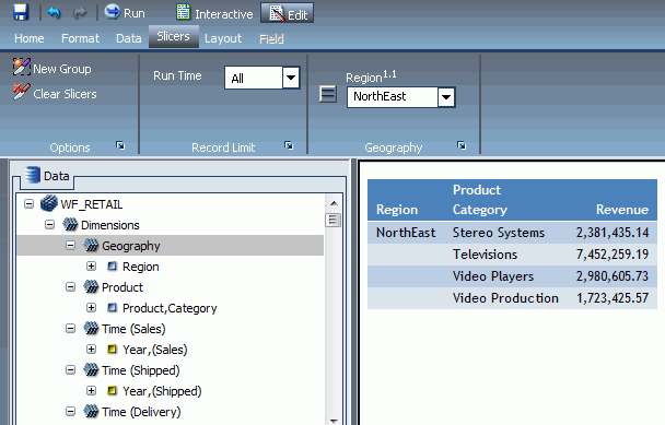 Region als Slicer