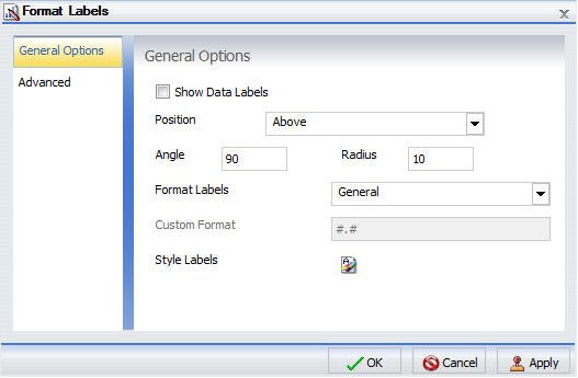 Dialogbox Labels formatieren Tab Allgemeine Optionen