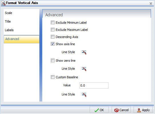 Dialogbox Achse formatieren Tab Erweitert