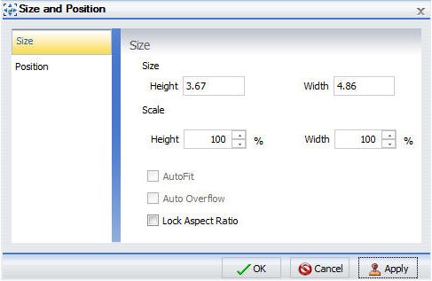 Dialogbox Größe und Position