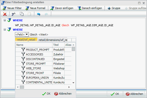 Dialogbox Eine Filterbedingung erstellen