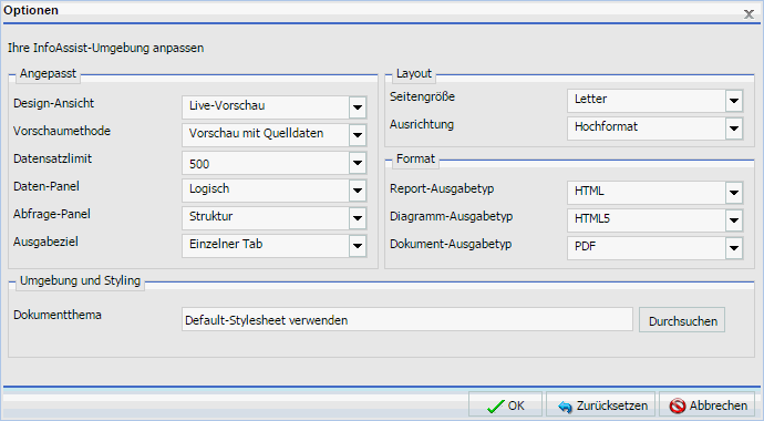 Optionsfenster