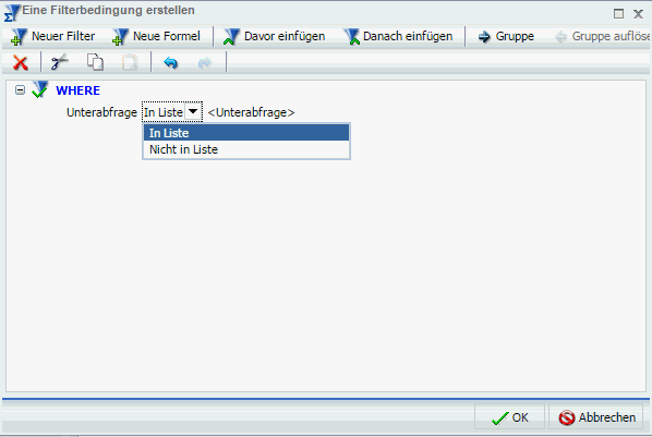 Dropdownliste Unterabfrage