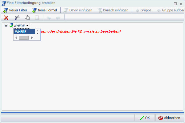 Where- und Where Total-Optionen