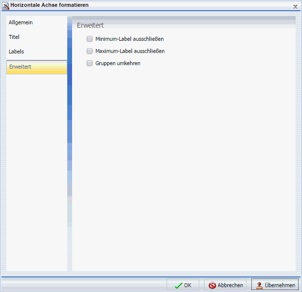Dialogbox Achse formatieren Tab Erweitert
