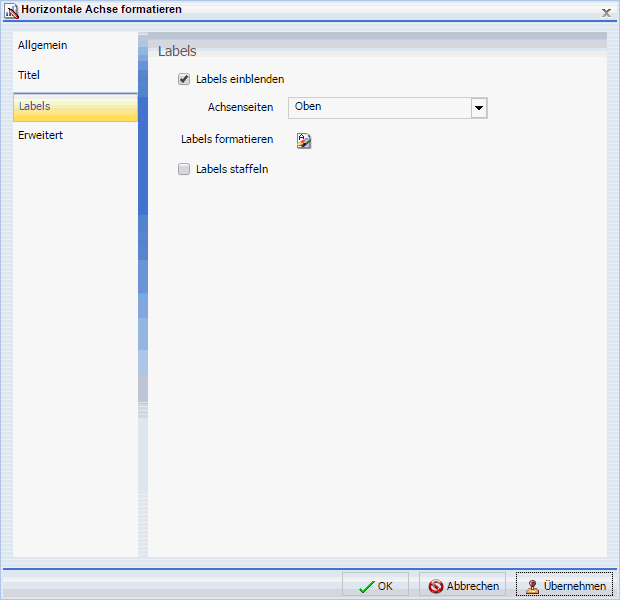 Dialogbox Achse formatieren Tab Labels