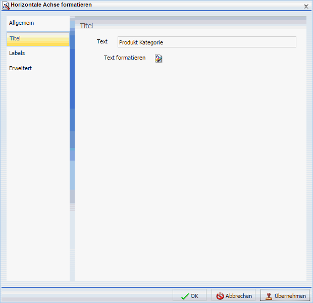 Dialogbox Achse formatieren Tab Titel