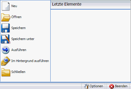 Hauptmenü der InfoAssist-Anwendung