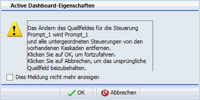 Active Dashboard-Eigenschaften Warnmeldung