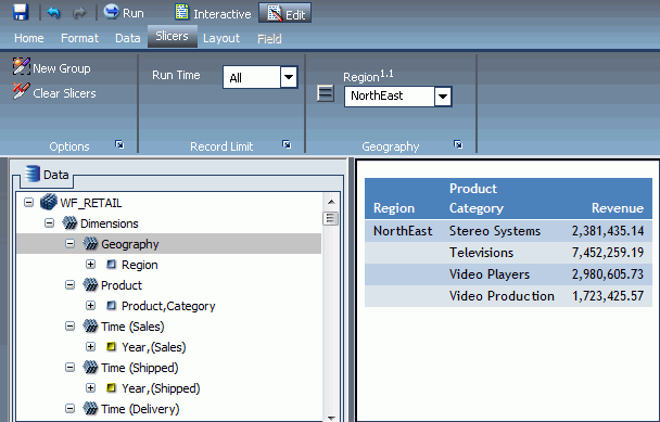Region als Slicer
