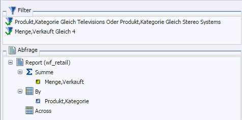 Bereich Abfragedesign Filter- und Abfragebereiche