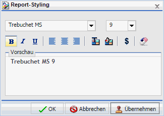 Dialogbox Report-Styling
