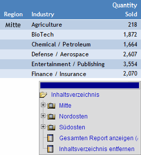Report mit Inhaltsverzeichnis-Button