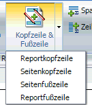 Menü Kopfzeile und Fußzeile mit Optionen