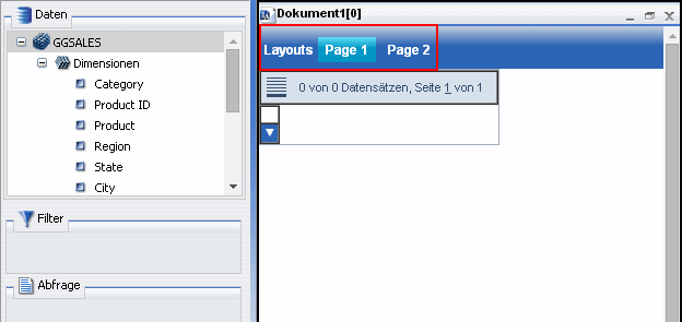 Tabs für das Active Dashboard