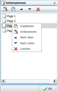 Dialogbox Seitenoptionen