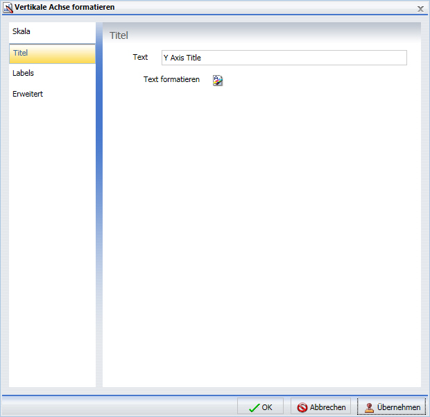 Dialogbox Achse formatieren Tab Titel