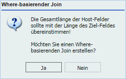 Meldungsbox für Join-Felder ohne übereinstimmende Formate