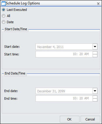 Zeitplan-Log-Optionen