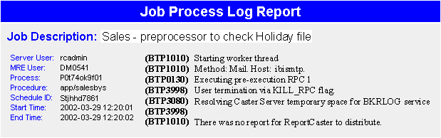 Jobverarbeitungs-Log-Report