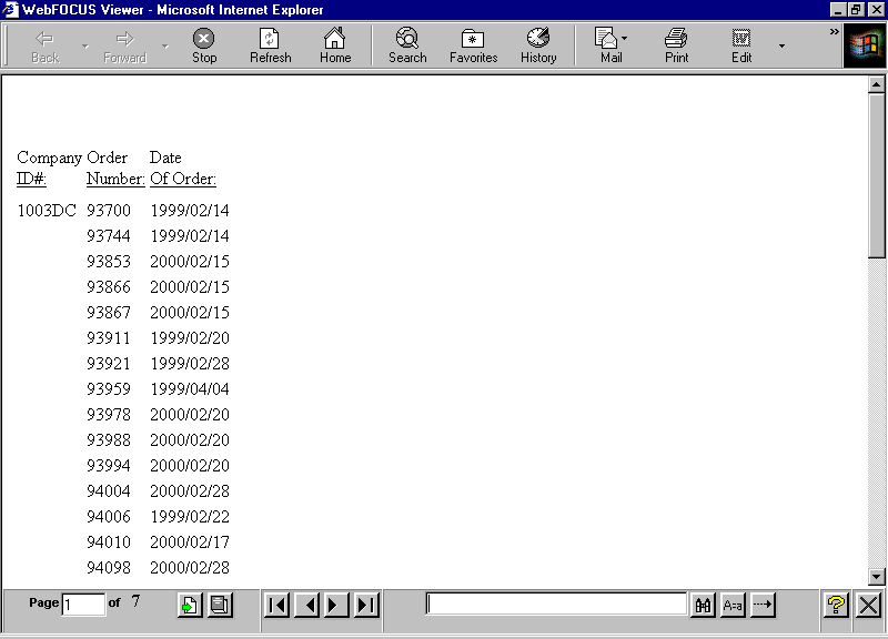 diagrama de Informe en el Visor WebFOCUS