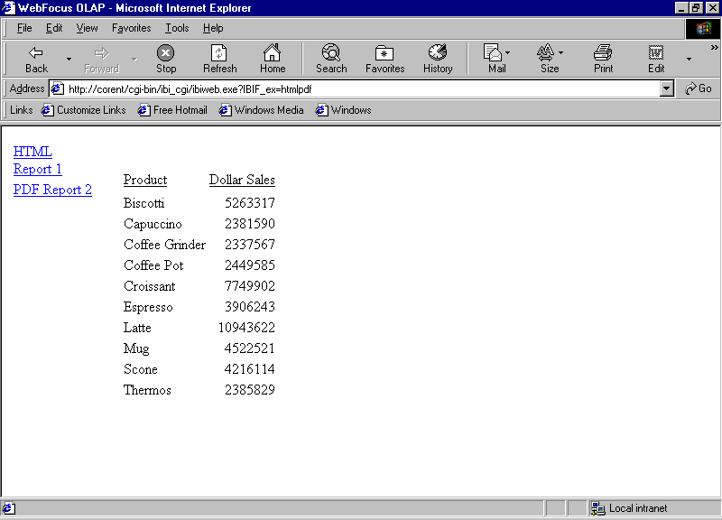 diagrama de Informe en formato HTML