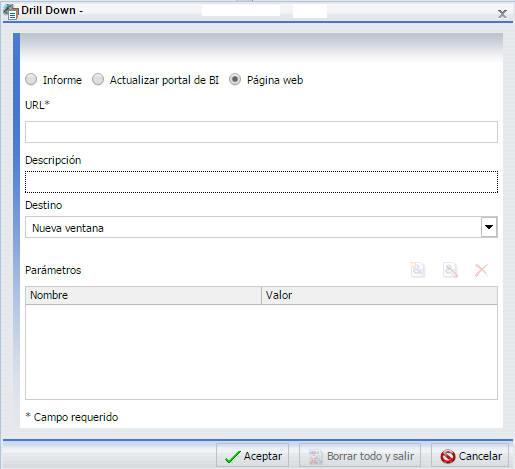 Cuadro de diálogo Drill Down de condición de semáforo