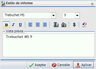 cuadro de diálogo Estilo de informe