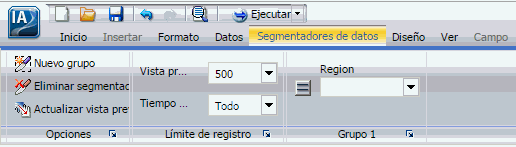 Nuevo grupo de segmentaciones de datos en la cinta