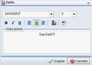 Cuadro de diálogo Estilo
