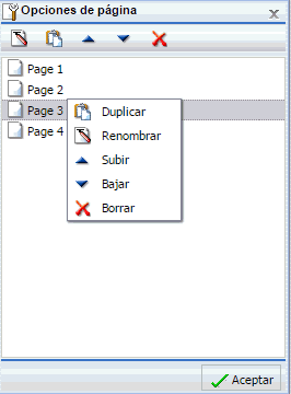 Cuadro de diálogo de opciones de página
