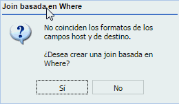 Cuadro de mensaje para campos join sin formatos coincidentes comunes