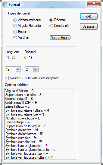 Boîte de dialogue « Format »