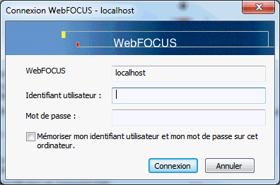 Fenêtre de dialogue Connexion WebFOCUS