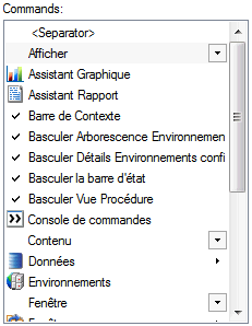 Groupe de commandes et sous-menus