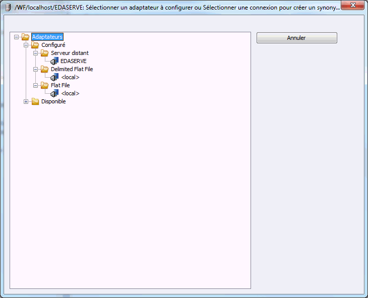 Sélectionnez un adaptateur pour configurer la fenêtre de dialogue