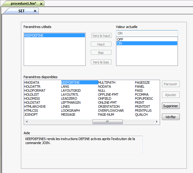 Zone de travail Configurer