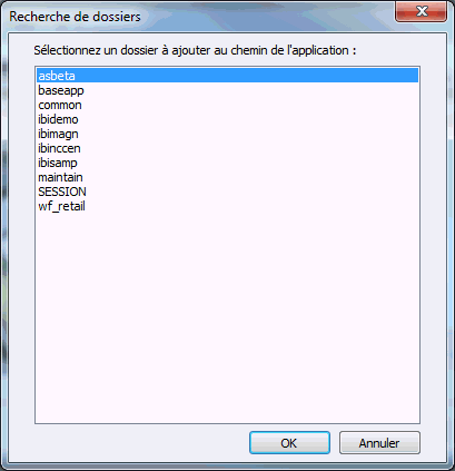 Fenêtre de dialogue Navigation pour fichier