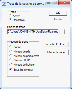 Trace de la couche de communication