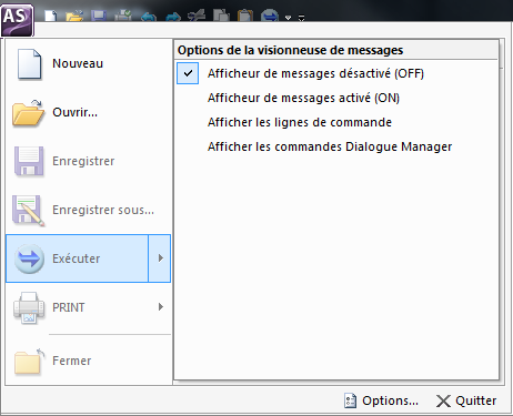 Sous-menu Options Lecteur message